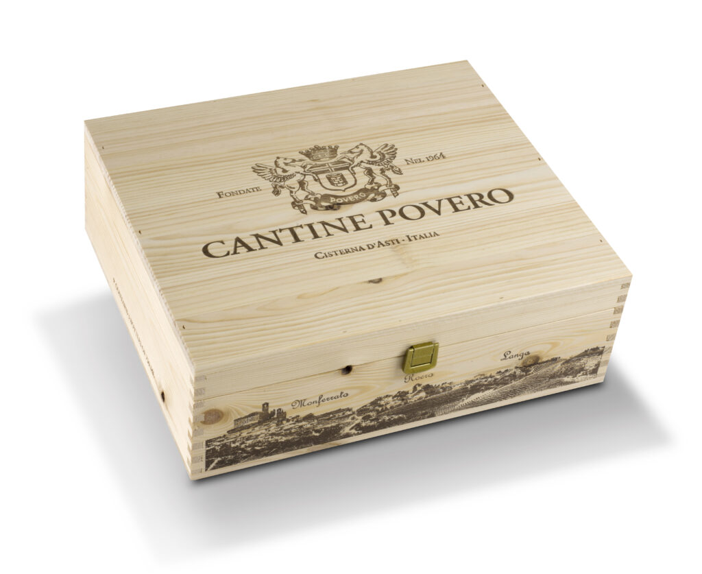 Cassetta in Legno Massello di Abete per 4 Bottiglie di Vino da 750 ml